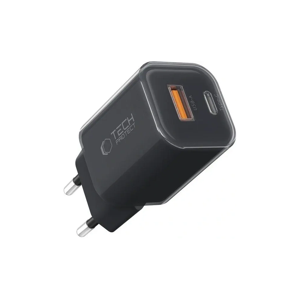 Wholesale Tech-Protect NCM33W 2-port USB-A, USB-C Network Charger PD 33W / QC3.0 Black - THP4124 - {ean13} - Hurt