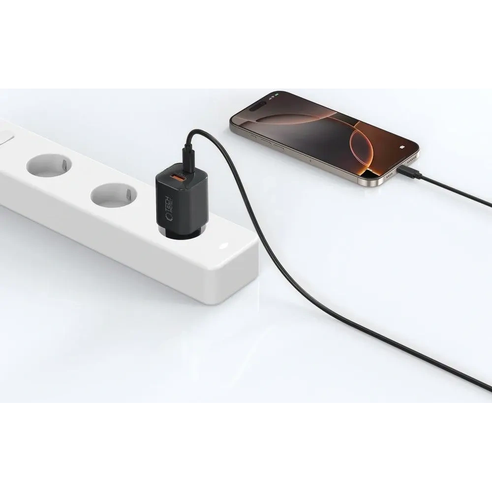 Hurtownia GSM - Tech-Protect NCM33W Încărcător de rețea cu 2 porturi USB-A, USB-C PD 33W / QC3.0 Negru - THP4124 - {ean13} - Hurt