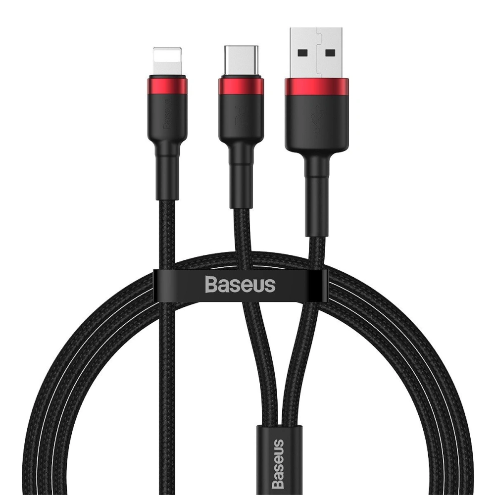 Hurtownia GSM - Kabel USB / USB Typ C - Lightning Baseus Cafule PD 18W 2,4A 480 Mbps 1,2m (czarno-czerwony) - BSU1503BLKRED - {ean13} - Hurt