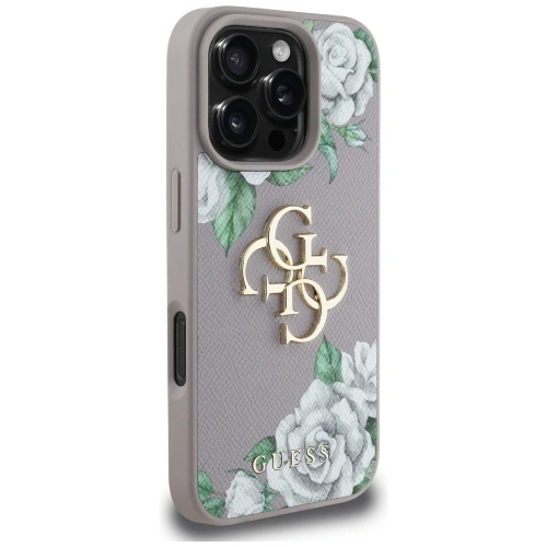 Etui Guess Grained Roses Big 4G logo do Apple iPhone 16 Pro Max fioletowy