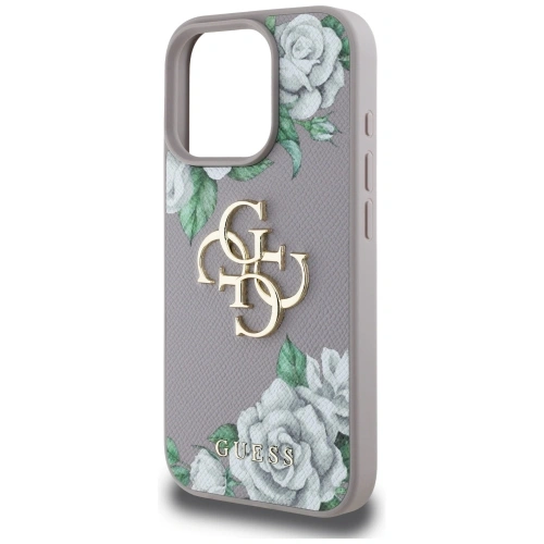 Etui Guess Grained Roses Big 4G logo do Apple iPhone 16 Pro Max fioletowy