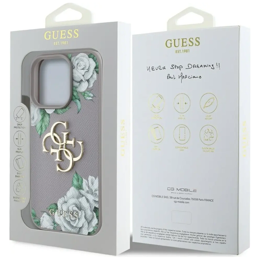 Wholesale Guess Grained Roses Big 4G logo Apple iPhone 16 Pro Max purple - GUE4534 - {ean13} - Hurt