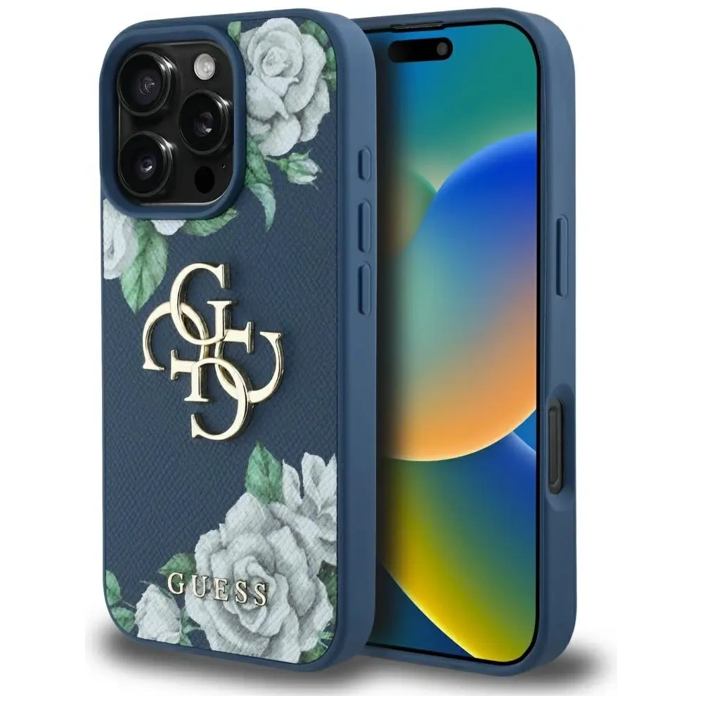 Wholesale Guess Grained Roses Big 4G logo Apple iPhone 16 Pro Max blue - GUE4535 - {ean13} - Hurt