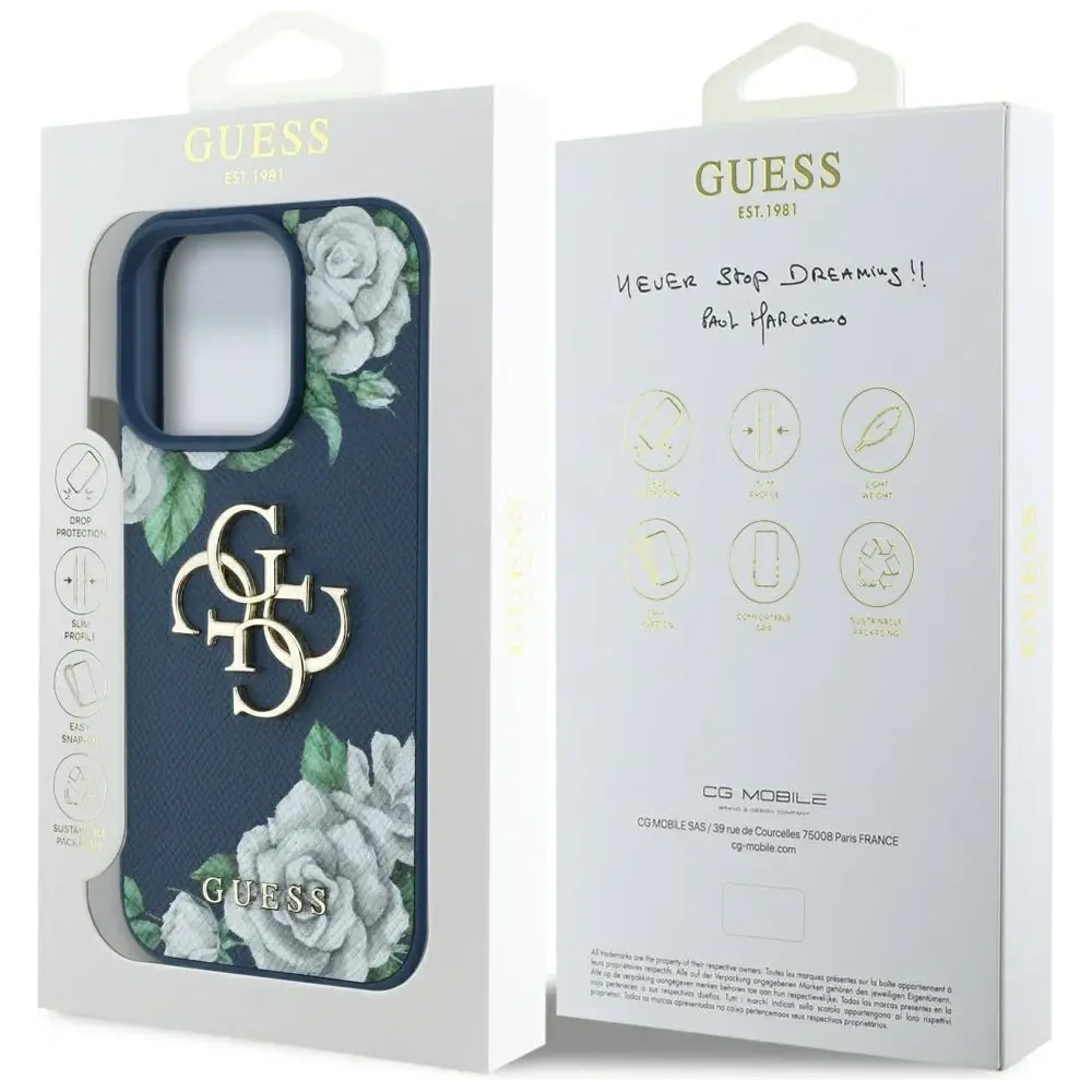 Wholesale Guess Grained Roses Big 4G logo Apple iPhone 16 Pro Max blue - GUE4535 - {ean13} - Hurt