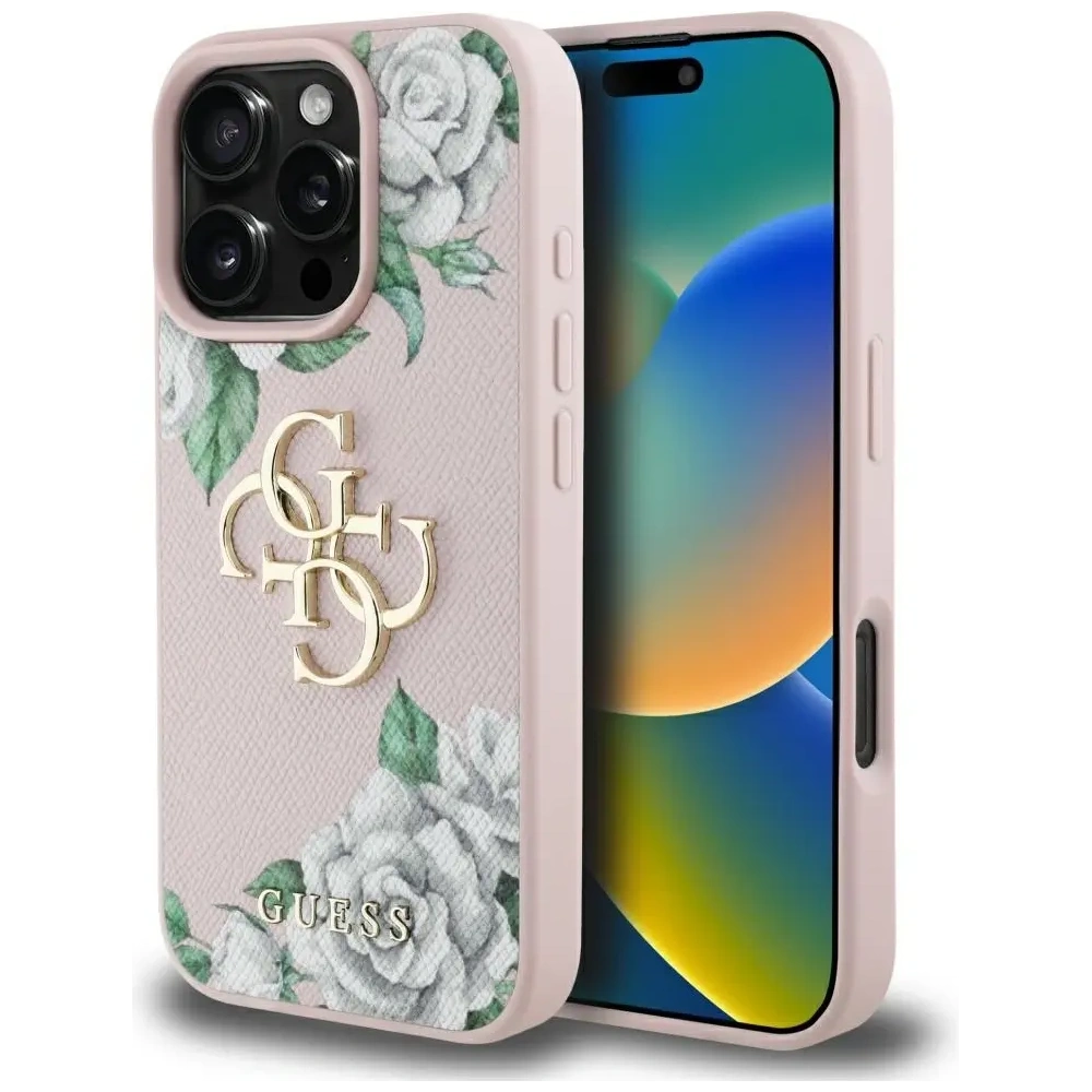 Wholesale Guess Grained Roses Big 4G logo Apple iPhone 16 Pro Max pink - GUE4536 - {ean13} - Hurt