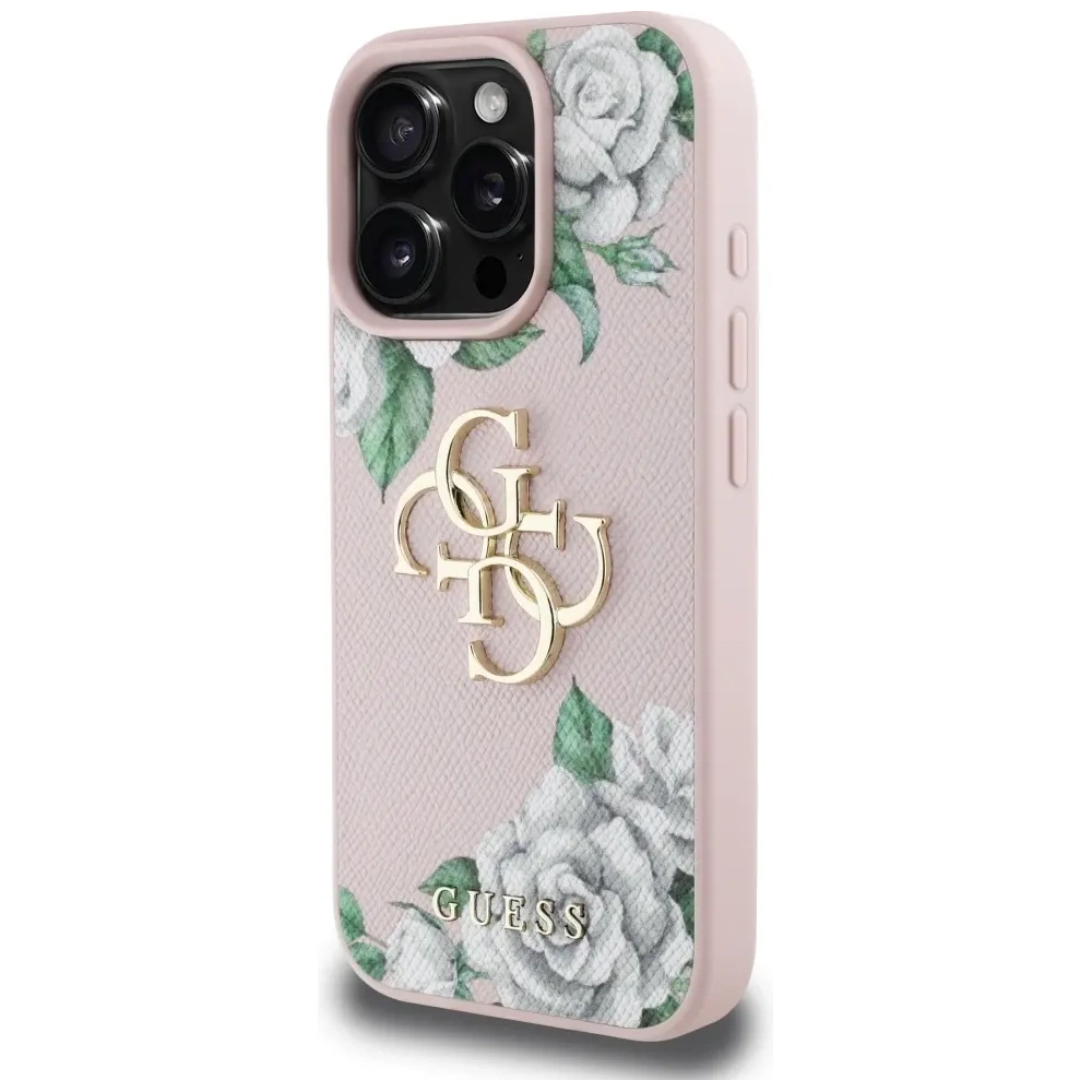 Wholesale Guess Grained Roses Big 4G logo Apple iPhone 16 Pro Max pink - GUE4536 - {ean13} - Hurt