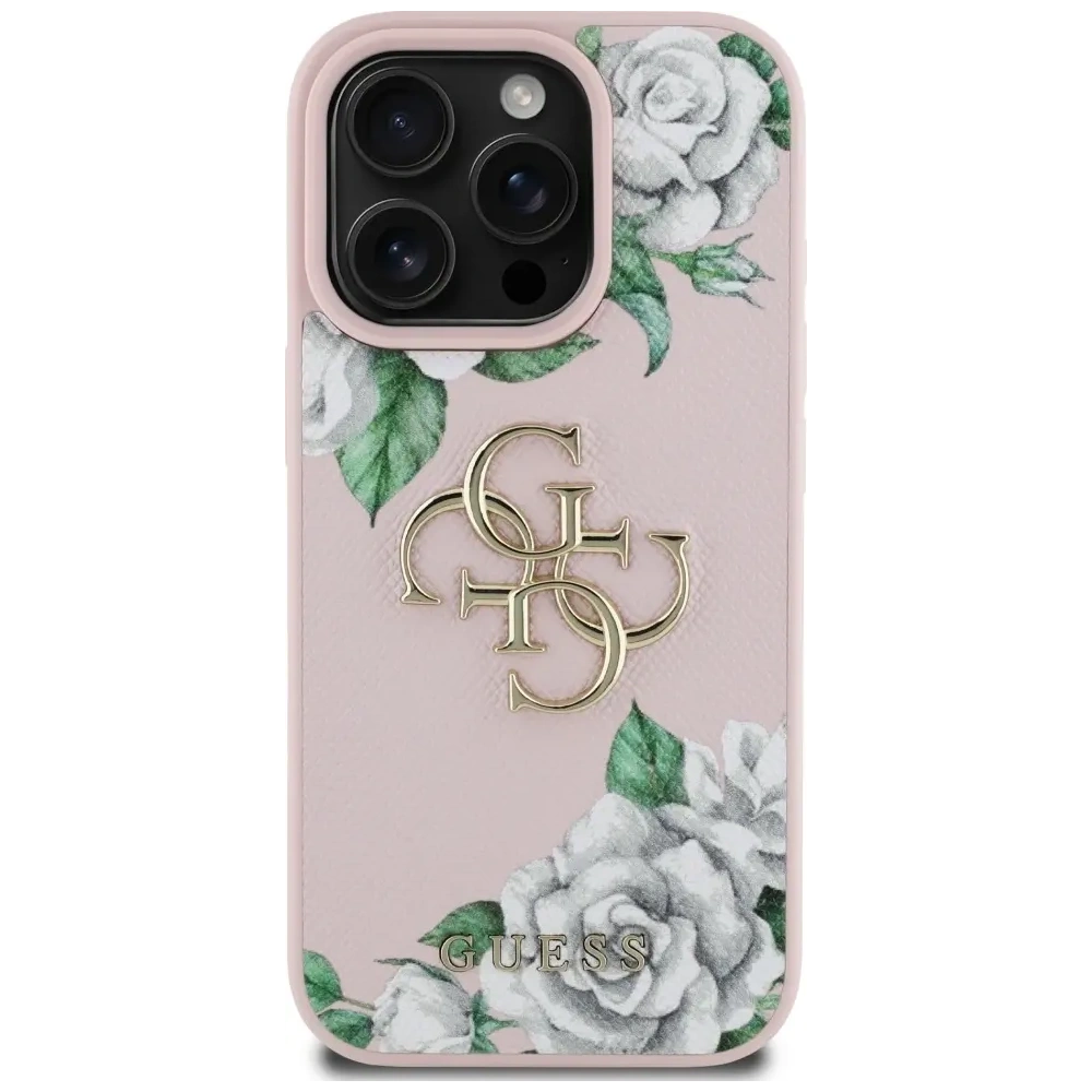 Wholesale Guess Grained Roses Big 4G logo Apple iPhone 16 Pro Max pink - GUE4536 - {ean13} - Hurt