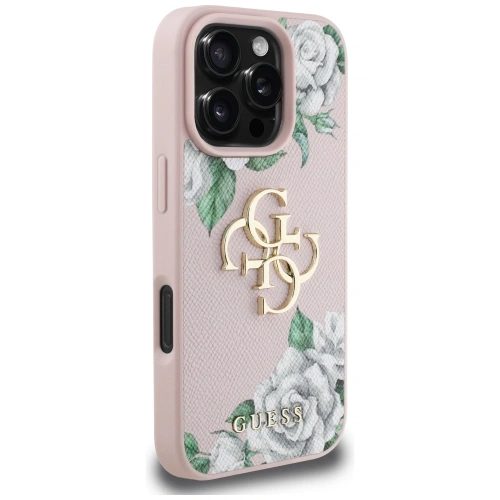 Etui Guess Grained Roses Big 4G logo do Apple iPhone 16 Pro Max różowy