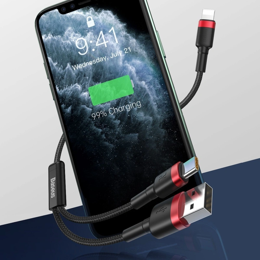 Hurtownia GSM - Kabel USB / USB Typ C - Lightning Baseus Cafule PD 18W 2,4A 480 Mbps 1,2m (černá-červená) - BSU1503BLKRED - {ean13} - Hurt