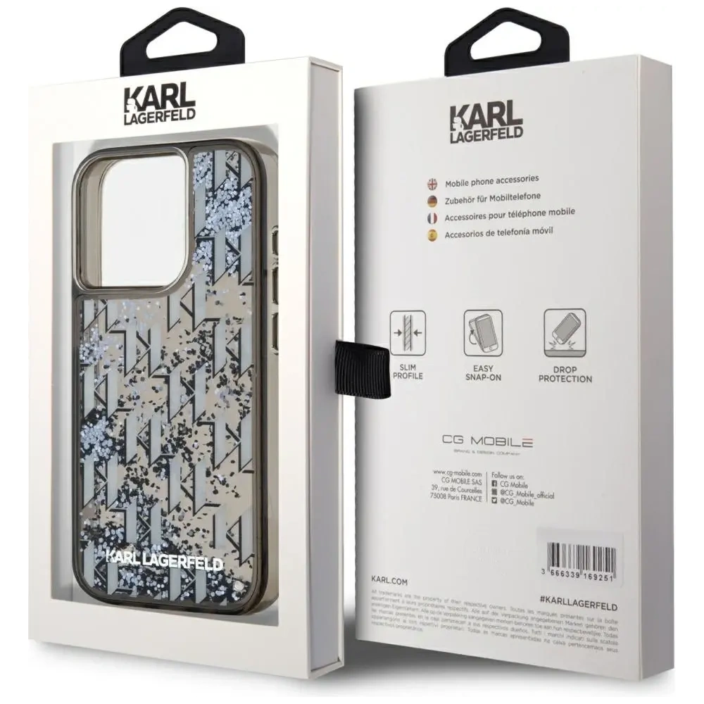Hurtownia GSM - Karl Lagerfeld Tekutý třpytivý monogram gradient Apple iPhone 15 Pro černý - KLD22021 - {ean13} - Hurt