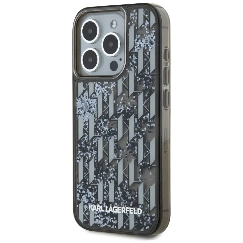 Wholesale Karl Lagerfeld Liquide Glitter Monogram Gradient Apple iPhone 15 Pro Max black - KLD22022 - {ean13} - Hurt