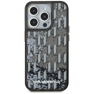 Wholesale Karl Lagerfeld Liquide Glitter Monogram Gradient Apple iPhone 15 Pro Max black - KLD22022 - {ean13} - Hurt