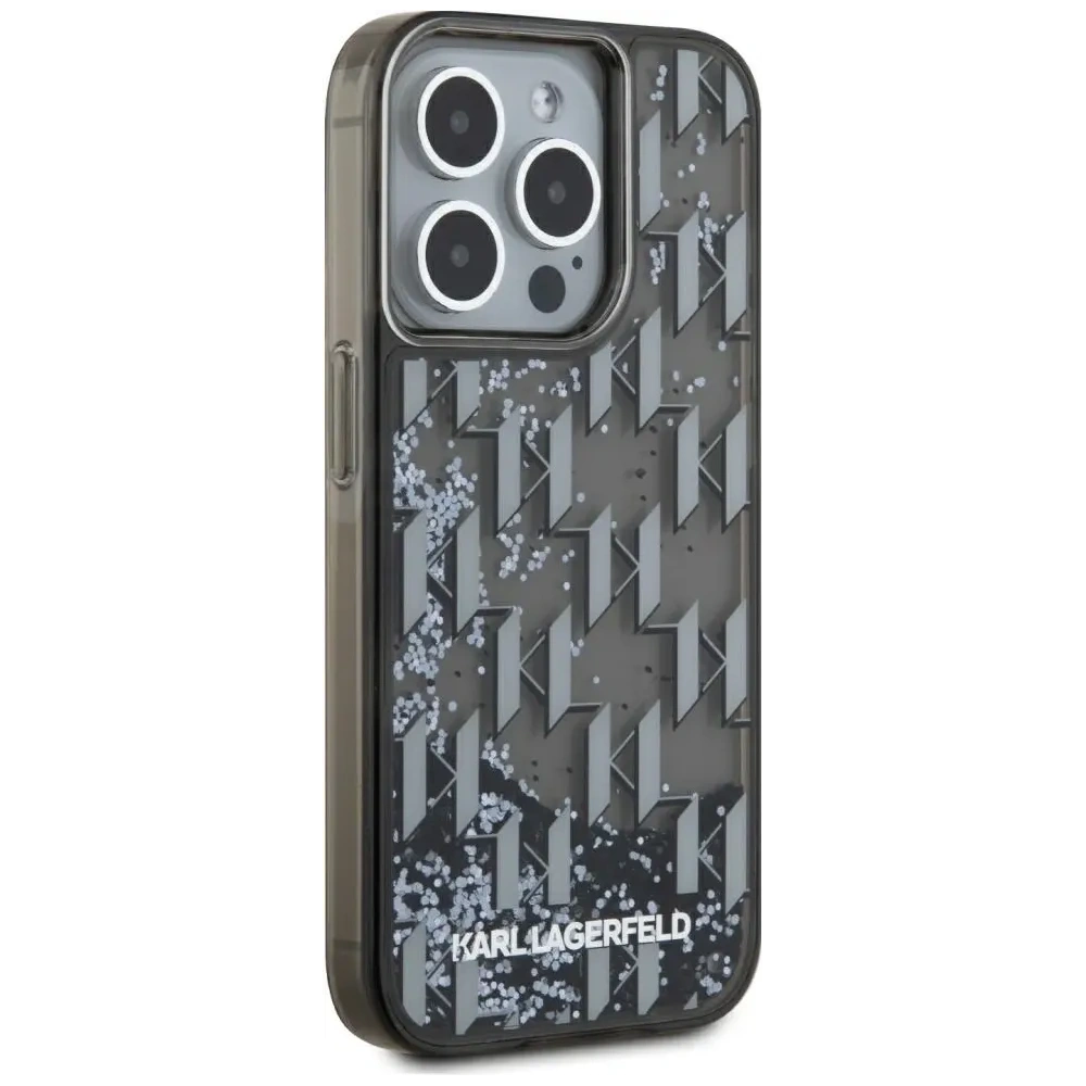 Wholesale Karl Lagerfeld Liquide Glitter Monogram Gradient Apple iPhone 15 Pro Max black - KLD22022 - {ean13} - Hurt