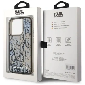 Wholesale Karl Lagerfeld Liquide Glitter Monogram Gradient Apple iPhone 15 Pro Max black - KLD22022 - {ean13} - Hurt