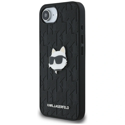Etui Karl Lagerfeld Monogram Choupette Head Pin do Apple iPhone 16e czarny