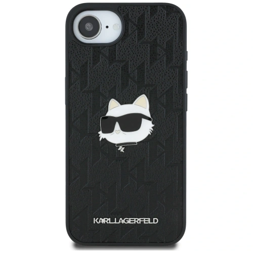 Etui Karl Lagerfeld Monogram Choupette Head Pin do Apple iPhone 16e czarny