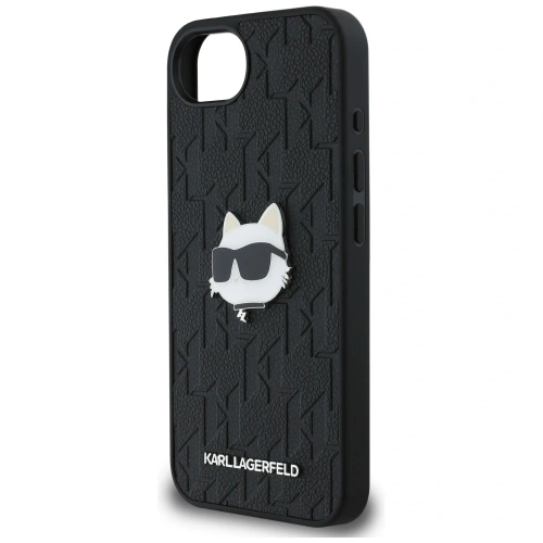 Etui Karl Lagerfeld Monogram Choupette Head Pin do Apple iPhone 16e czarny