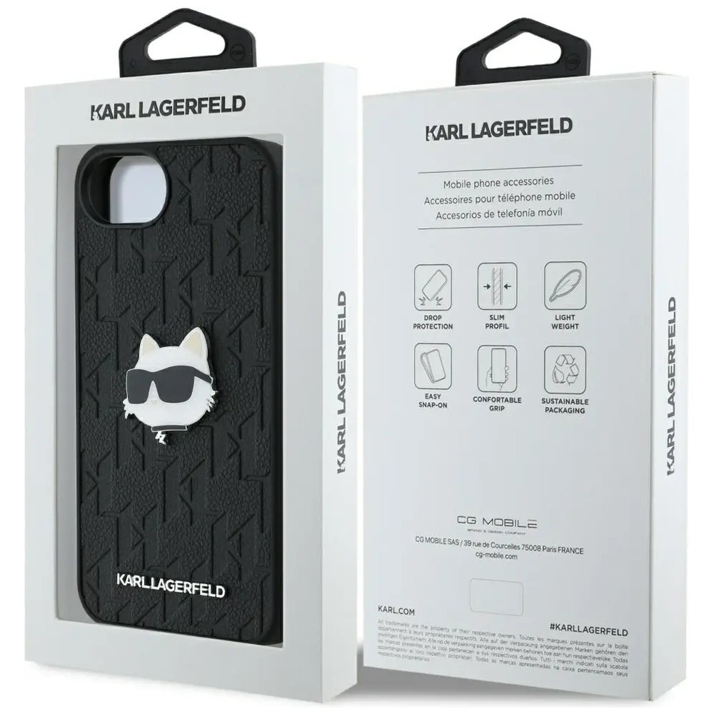 Wholesale Karl Lagerfeld Monogram Choupette Head Pin Apple iPhone 16e black - KLD22023 - {ean13} - Hurt