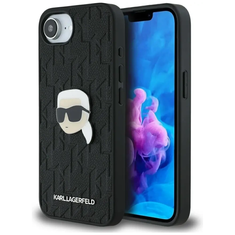 Wholesale Karl Lagerfeld Monogram Karl Head Pin Apple iPhone 16e black - KLD22024 - {ean13} - Hurt