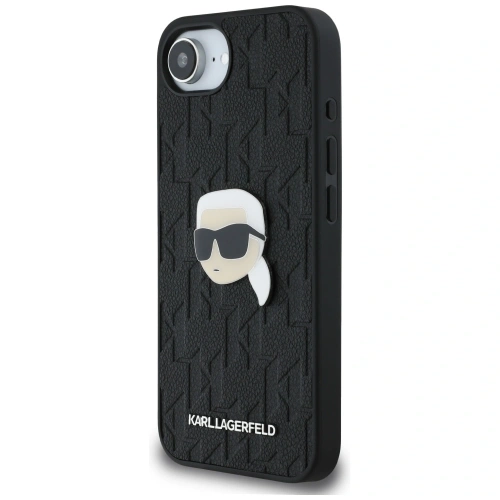 Etui Karl Lagerfeld Monogram Karl Head Pin do Apple iPhone 16e czarny