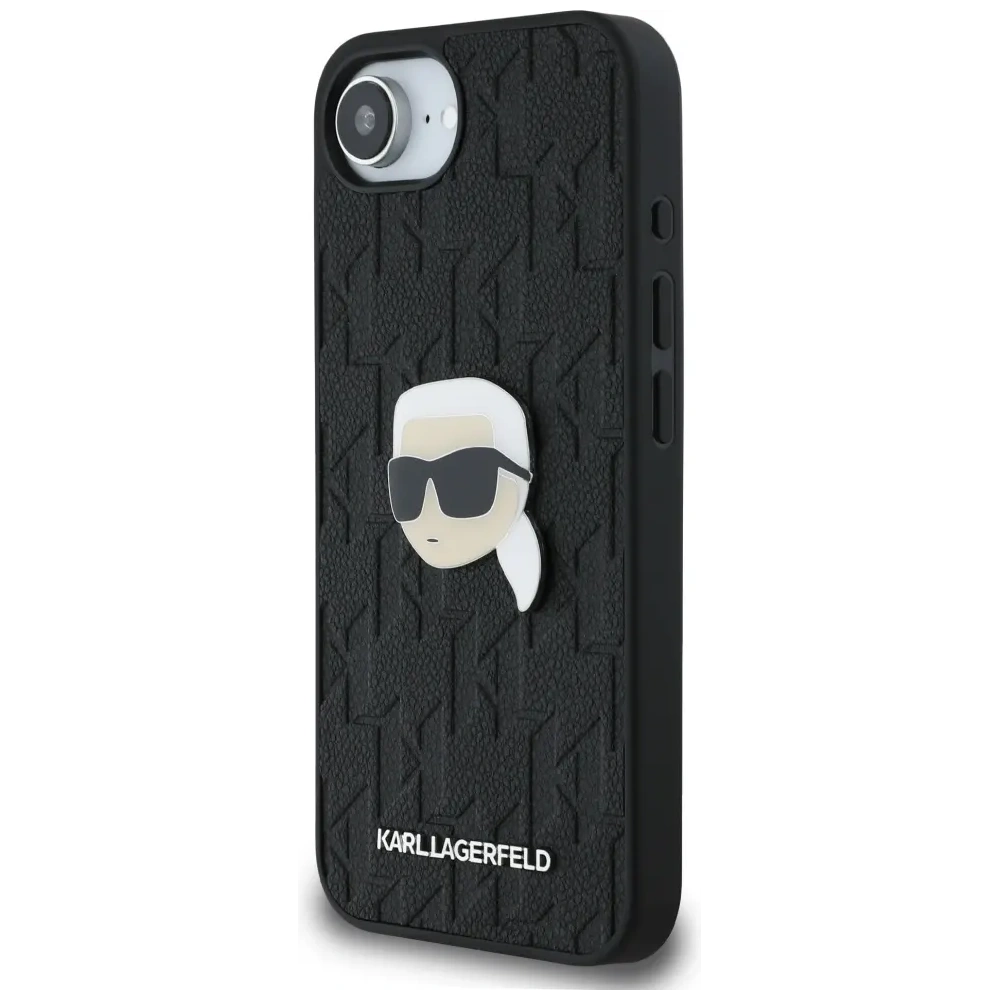 Wholesale Karl Lagerfeld Monogram Karl Head Pin Apple iPhone 16e black - KLD22024 - {ean13} - Hurt
