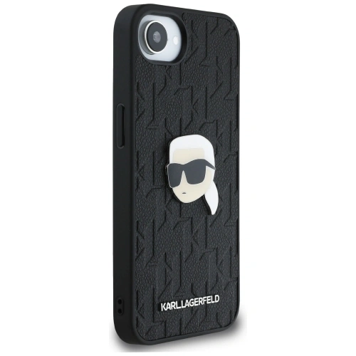 Etui Karl Lagerfeld Monogram Karl Head Pin do Apple iPhone 16e czarny