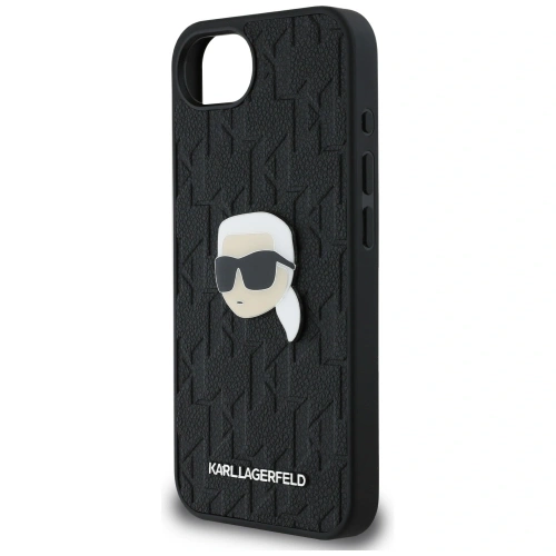 Etui Karl Lagerfeld Monogram Karl Head Pin do Apple iPhone 16e czarny