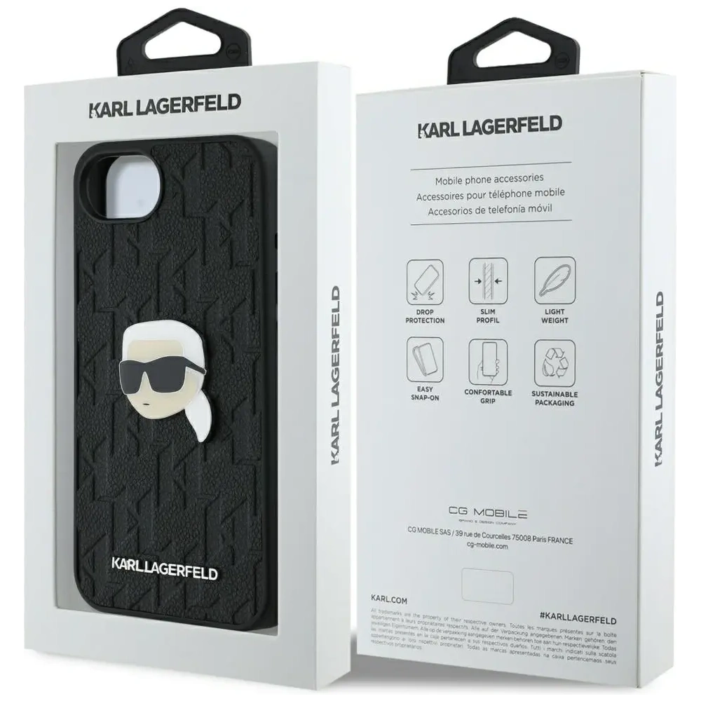 Hurtownia GSM - Karl Lagerfeld Monogram Karl Kopf Pin Apple iPhone 16e schwarz - KLD22024 - {ean13} - Hurt