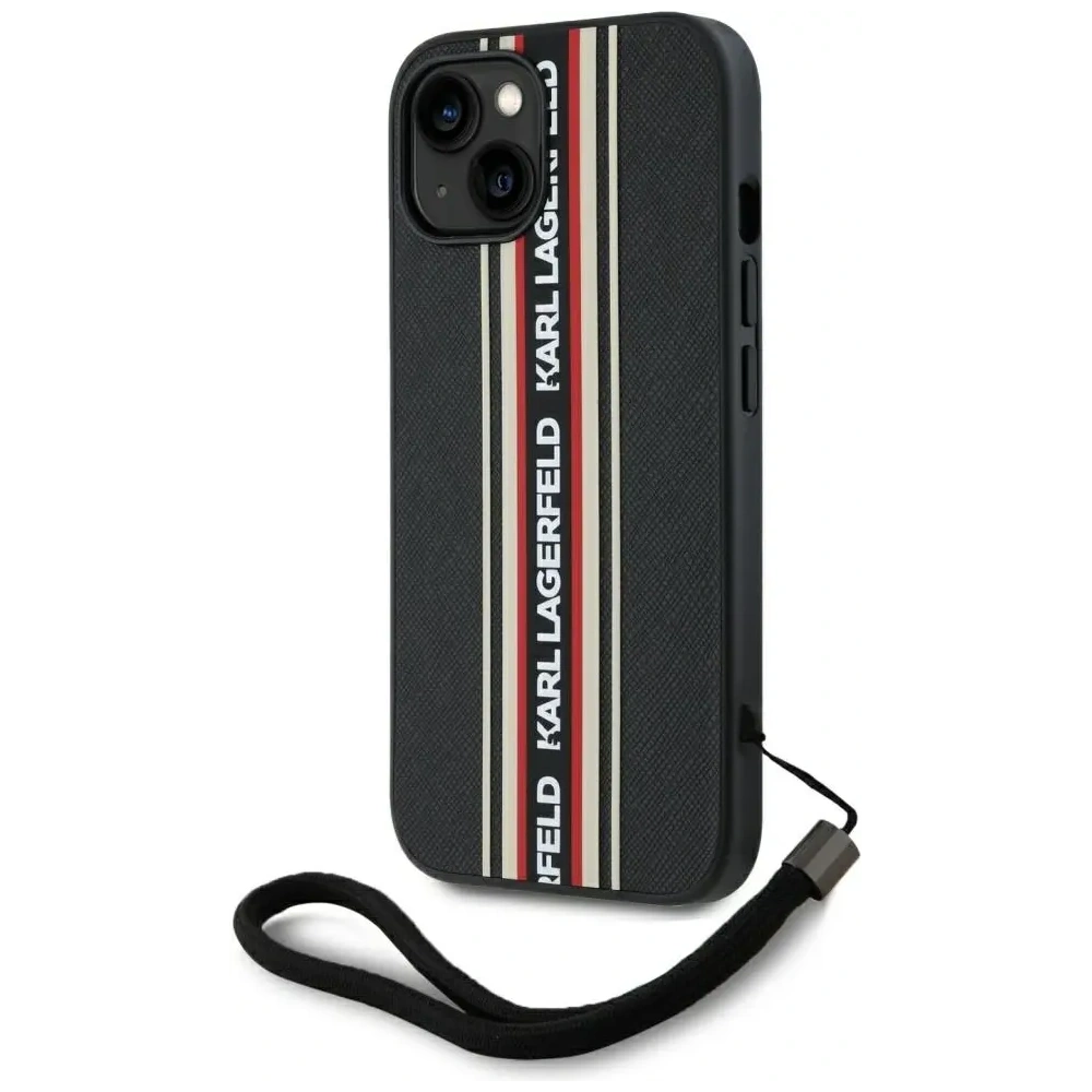 Hurtownia GSM - Karl Lagerfeld Saffiano Athleisure Dungi Cord Apple iPhone 15 negru-roșu - KLD22025 - {ean13} - Hurt