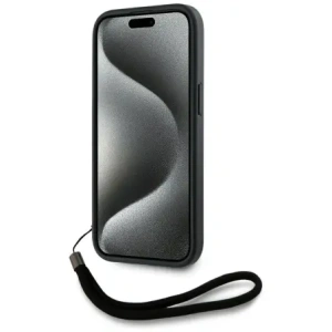 Wholesale Karl Lagerfeld Saffiano Athleisure Stripes Cord Apple iPhone 15 black-red - KLD22025 - {ean13} - Hurt