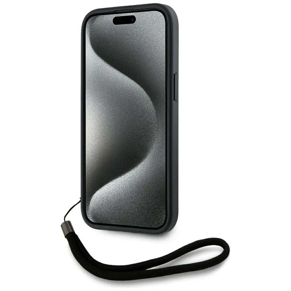 Wholesale Karl Lagerfeld Saffiano Athleisure Stripes Cord Apple iPhone 15 black-red - KLD22025 - {ean13} - Hurt