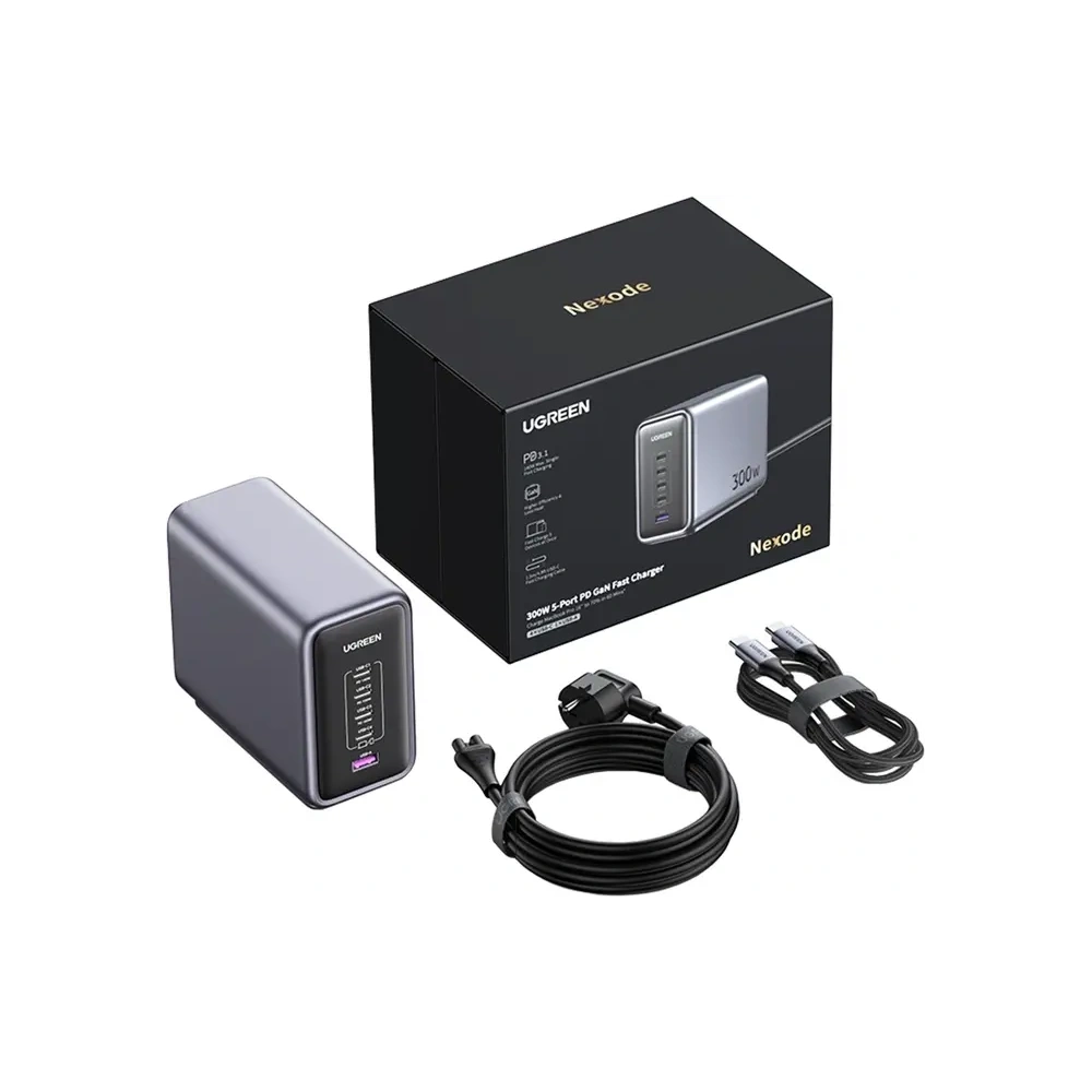 Hurtownia GSM - UGREEN CD333 Nexode Netzadapter, USB-A. 4xUSB-C, GaN, 300W + USB-C Kabel 240W (schwarz) - UGR5627 - {ean13} - Hurt