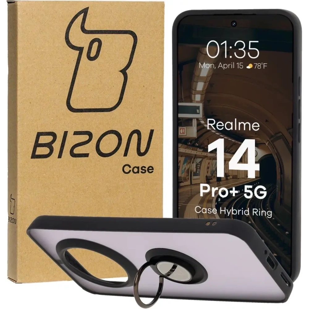 Hurtownia GSM - Bizon Case Hybrid Gyűrű Realme 14 Pro Plus 5G füstös fekete kerettel - BIZ9052 - {ean13} - Hurt