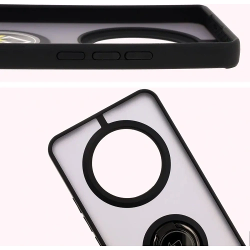 Etui z uchwytem na palec Bizon Case Hybrid Ring do Realme 14 Pro Plus 5G przydymione z czarną ramką