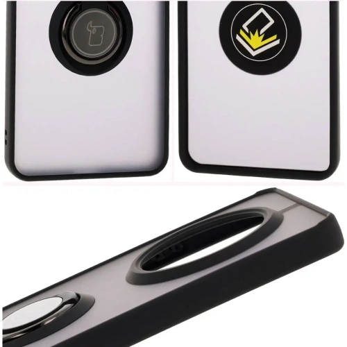 Etui z uchwytem na palec Bizon Case Hybrid Ring do Realme 14 Pro Plus 5G przydymione z czarną ramką