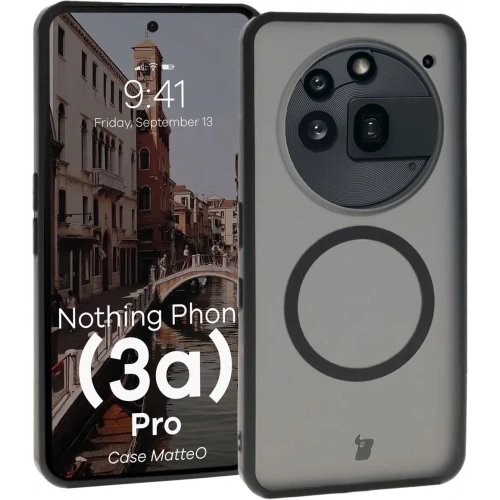Etui z pierścieniem magnetycznym Bizon Case MatteO do Nothing Phone (3a) Pro przydymione-czarne