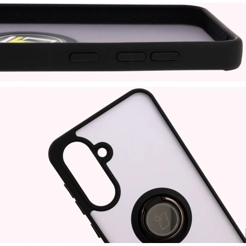 Etui z uchwytem na palec Bizon Case Hybrid Ring do Samsung Galaxy A36 5G przydymione z czarną ramką