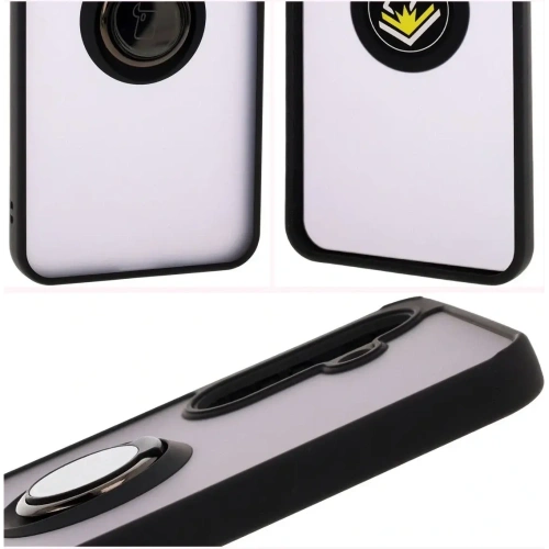 Etui z uchwytem na palec Bizon Case Hybrid Ring do Samsung Galaxy A36 5G przydymione z czarną ramką