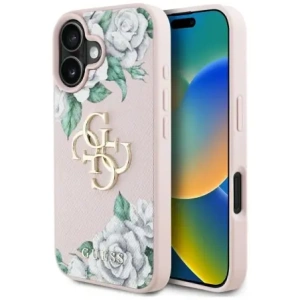 Wholesale Guess Grained Roses Big 4G logo Apple iPhone 16 pink - GUE4539 - {ean13} - Hurt