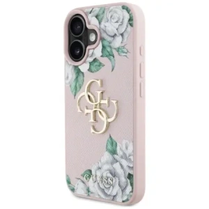 Wholesale Guess Grained Roses Big 4G logo Apple iPhone 16 pink - GUE4539 - {ean13} - Hurt
