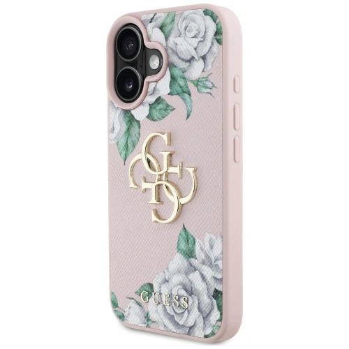Etui Guess Grained Roses Big 4G logo do Apple iPhone 16 różowy