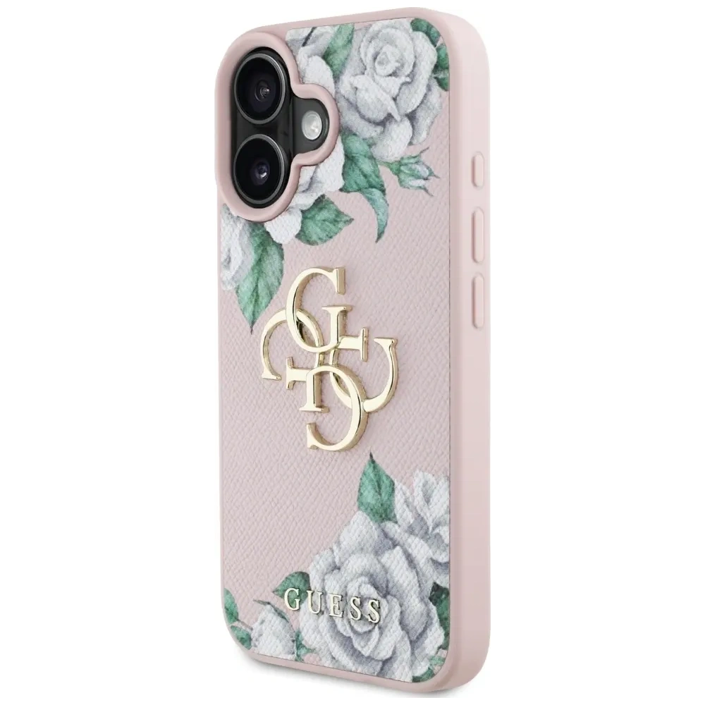 Wholesale Guess Grained Roses Big 4G logo Apple iPhone 16 pink - GUE4539 - {ean13} - Hurt