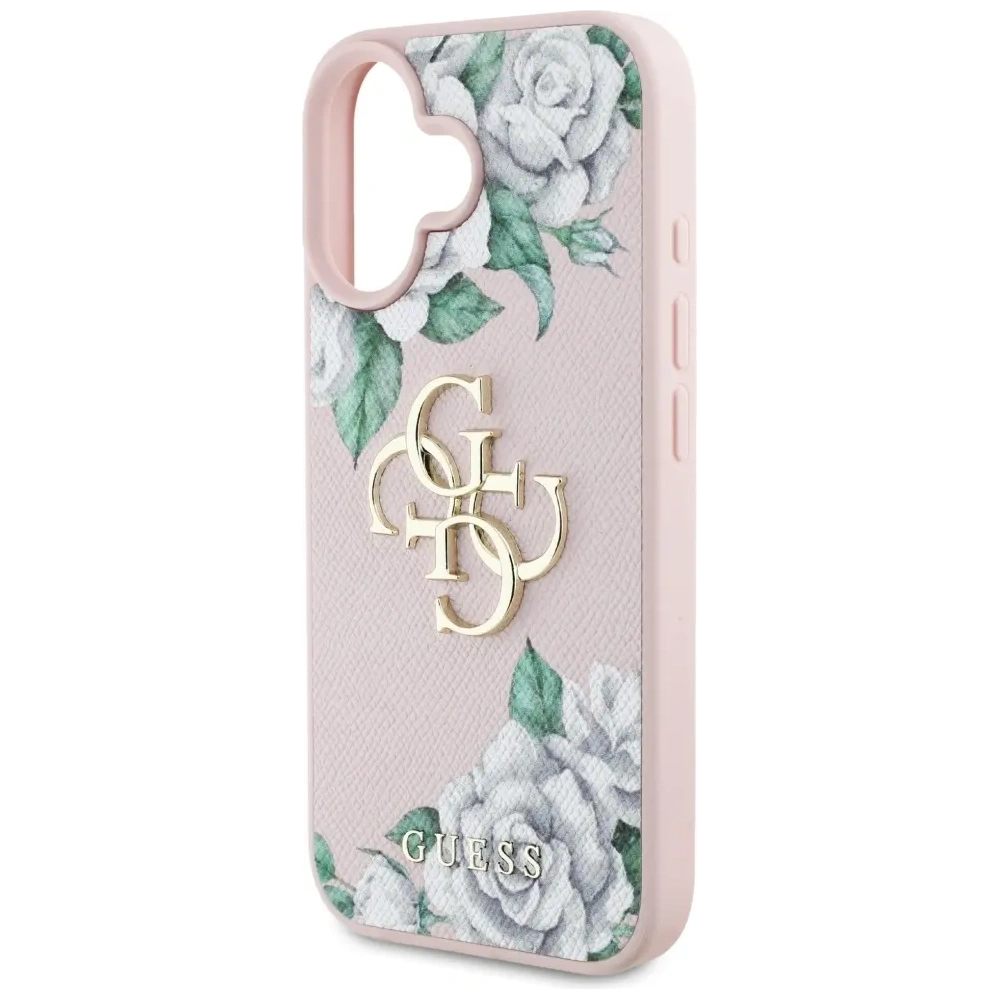Wholesale Guess Grained Roses Big 4G logo Apple iPhone 16 pink - GUE4539 - {ean13} - Hurt