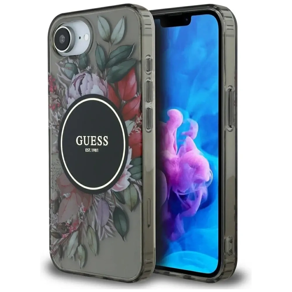 Hurtownia GSM - Guess IML Flori MagSafe Apple iPhone 16e negru - GUE4540 - {ean13} - Hurt