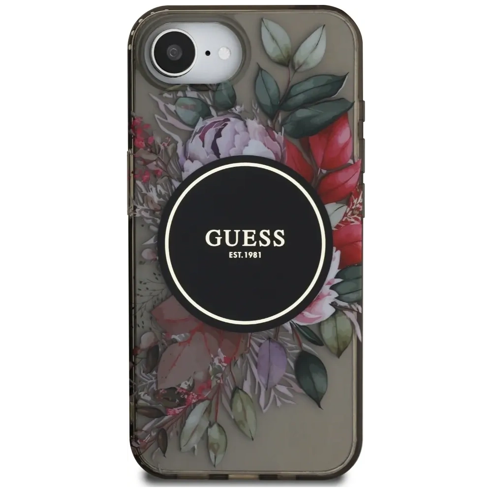 Hurtownia GSM - Guess IML Flori MagSafe Apple iPhone 16e negru - GUE4540 - {ean13} - Hurt