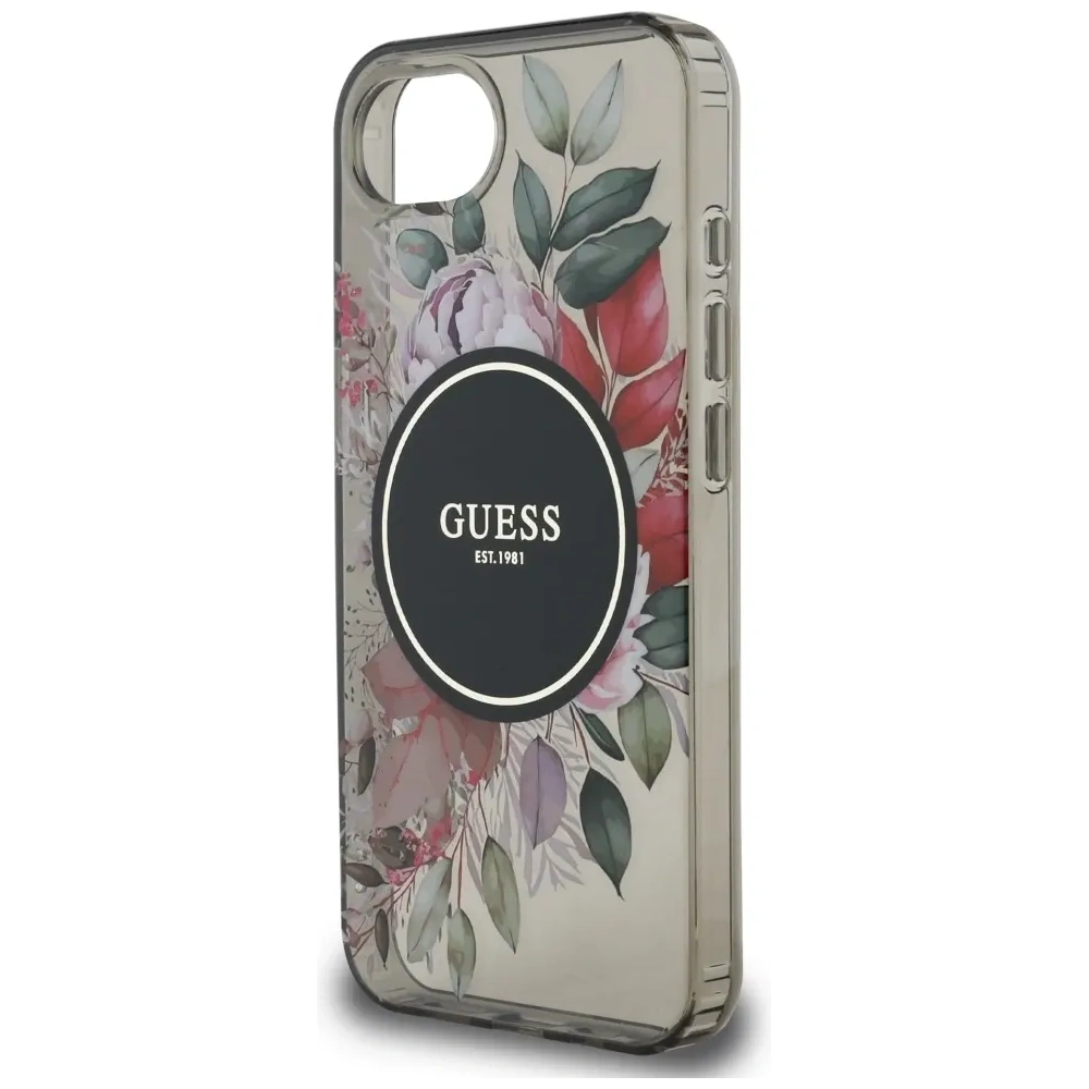 Hurtownia GSM - Guess IML Flori MagSafe Apple iPhone 16e negru - GUE4540 - {ean13} - Hurt