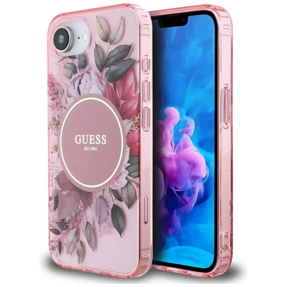 Wholesale Guess IML Flowers MagSafe Apple iPhone 16e pink - GUE4541 - {ean13} - Hurt