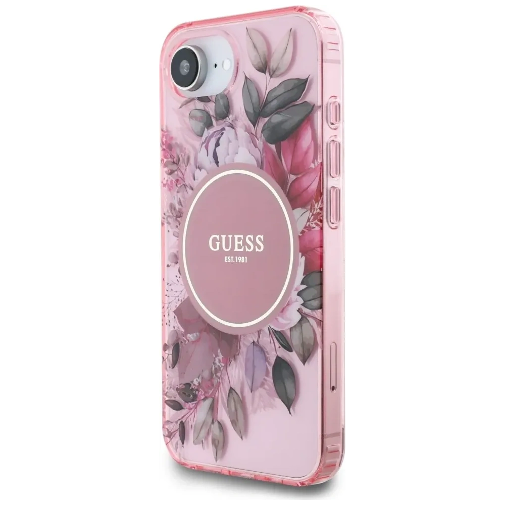 Wholesale Guess IML Flowers MagSafe Apple iPhone 16e pink - GUE4541 - {ean13} - Hurt
