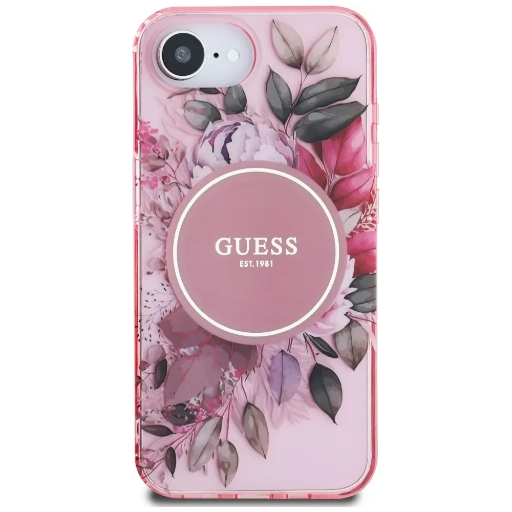 Wholesale Guess IML Flowers MagSafe Apple iPhone 16e pink - GUE4541 - {ean13} - Hurt