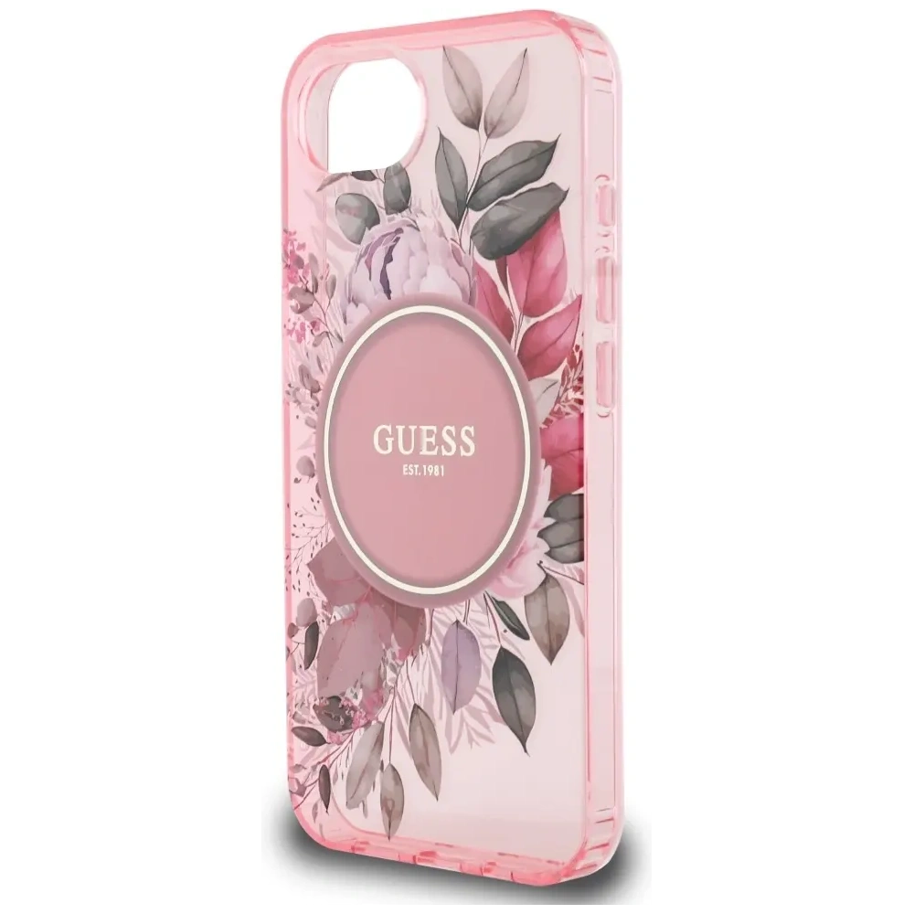 Wholesale Guess IML Flowers MagSafe Apple iPhone 16e pink - GUE4541 - {ean13} - Hurt